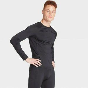 Mens long sleeve Performance Fitted tshirt black M